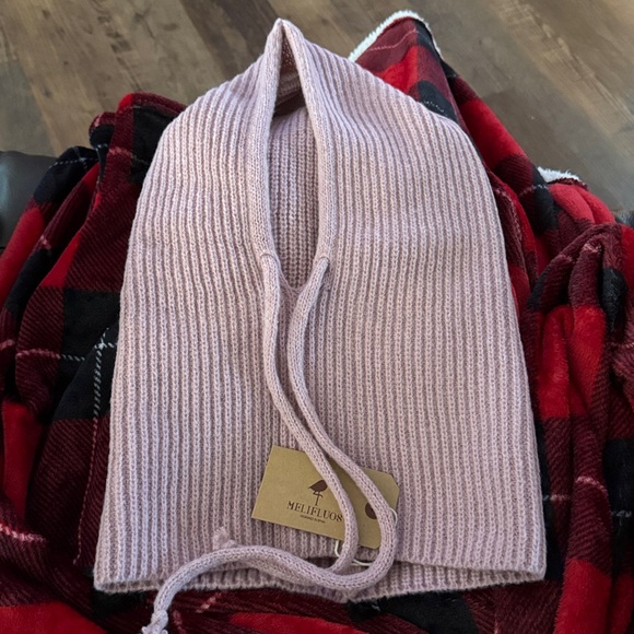 NWT Melifluos Hooded Scarf Beanie for Women Balaclava Scarves Hat, Pink - Picture 6 of 6